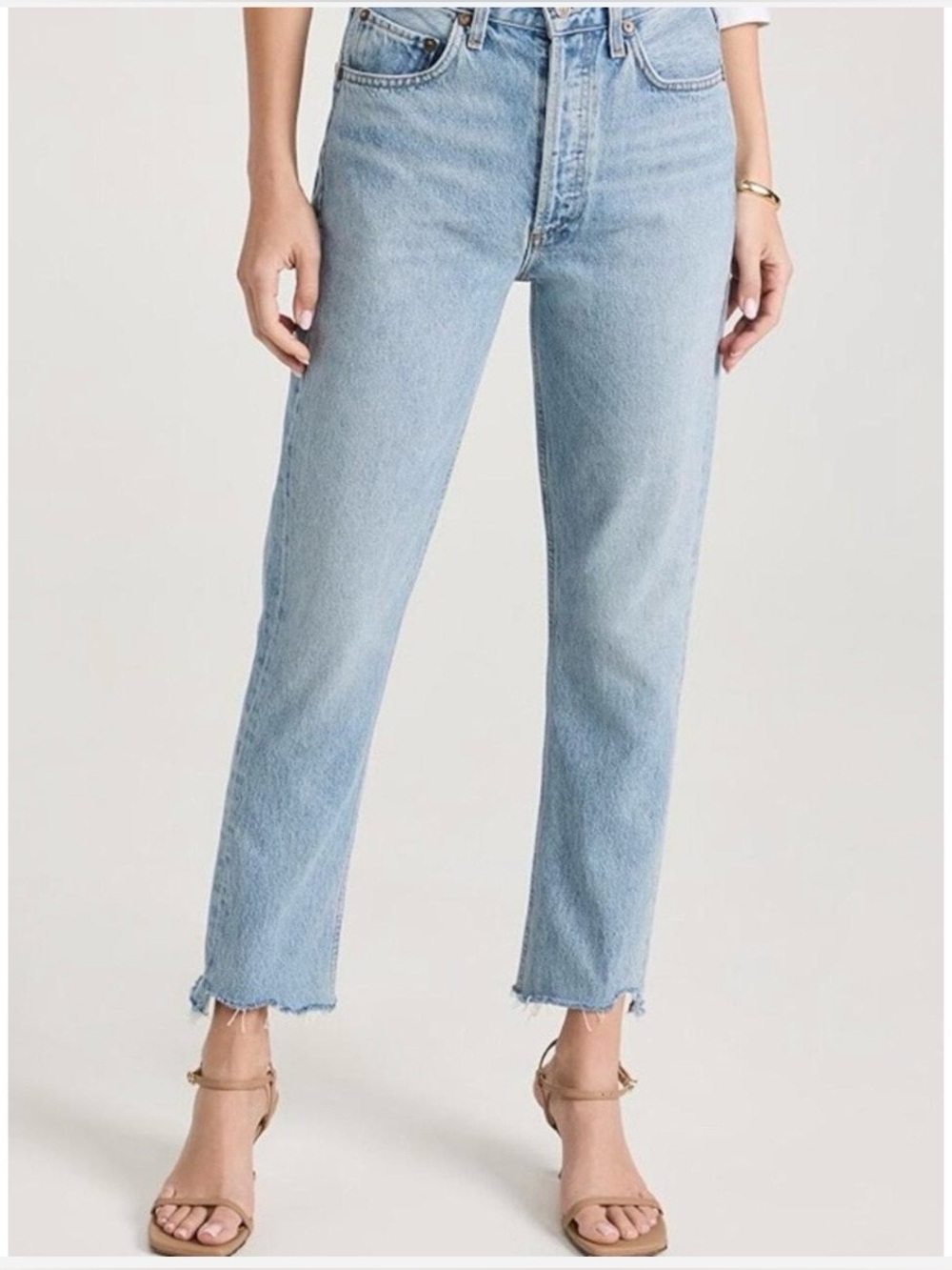 Agolde Riley Light Blue High-Rise Cropped Straight Jeans size 25. EUC.